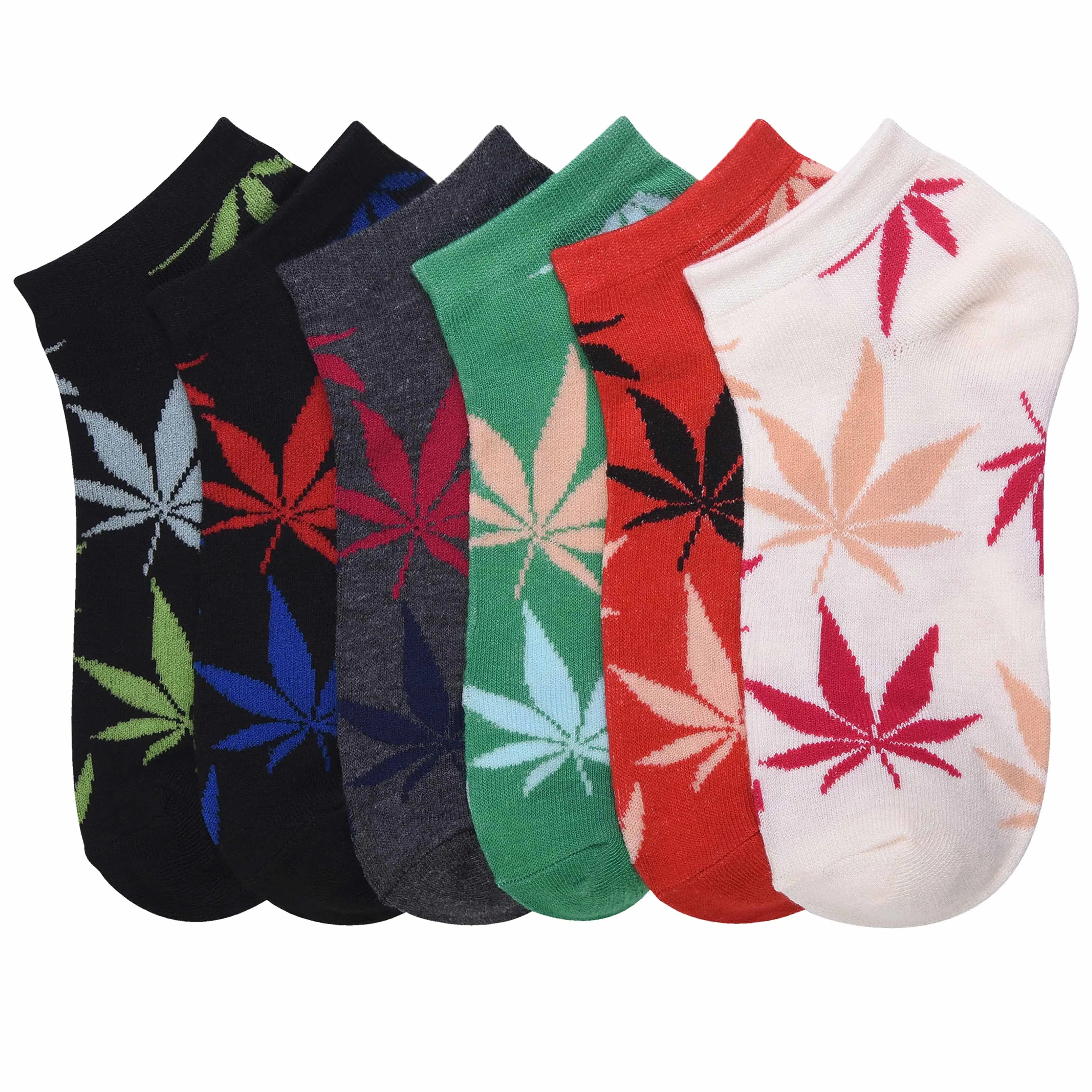 12 Pairs Womens Leaf Socks Ankle Quarter Smoker 420 Pot Herb Novelty Sports 9-11