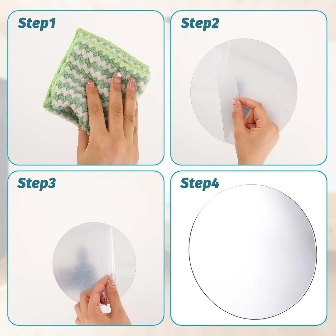 6-Pack Non-Glass Acrylic Round Mirrors, 6-Inch Mirror Plates