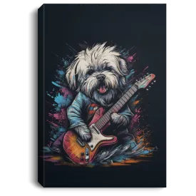 A Coton De Tulear Dog As A Rocker Playing Electric Guitar, Rock Music Canvas