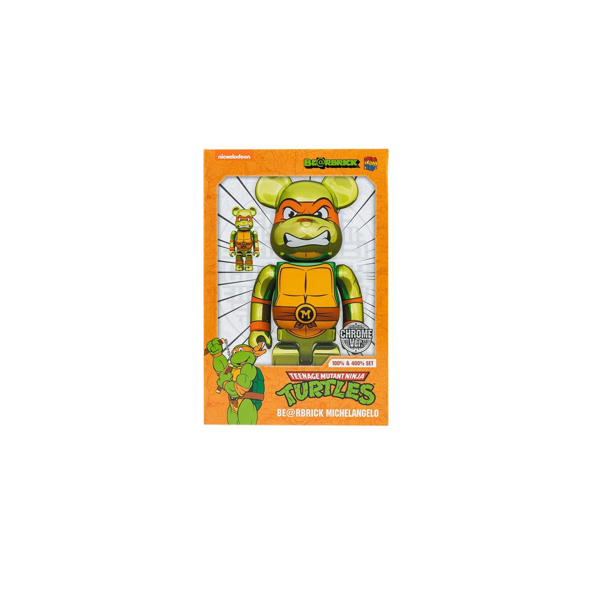 Bearbrick x Teenage Mutant Ninja Turtles Michelangelo 100% & 400% Set