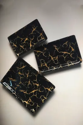 Black Gold Acrylic Tray Trio: Elevate Every Moment with Pro-Serving Elegance! Set of - 3.