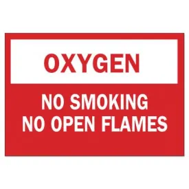 Brady® Chemical and Hazardous Material Signs, Oxygen/No Smoking No Open Flames, 73418