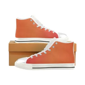 Buy Women's Bluish Orange Solids Print Canvas High Top Shoes at TFS