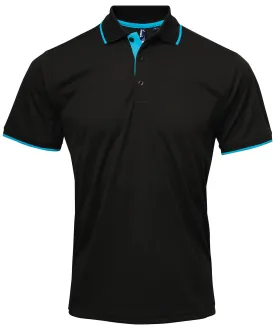 Contrast Coolchecker® polo | Black/Turquoise