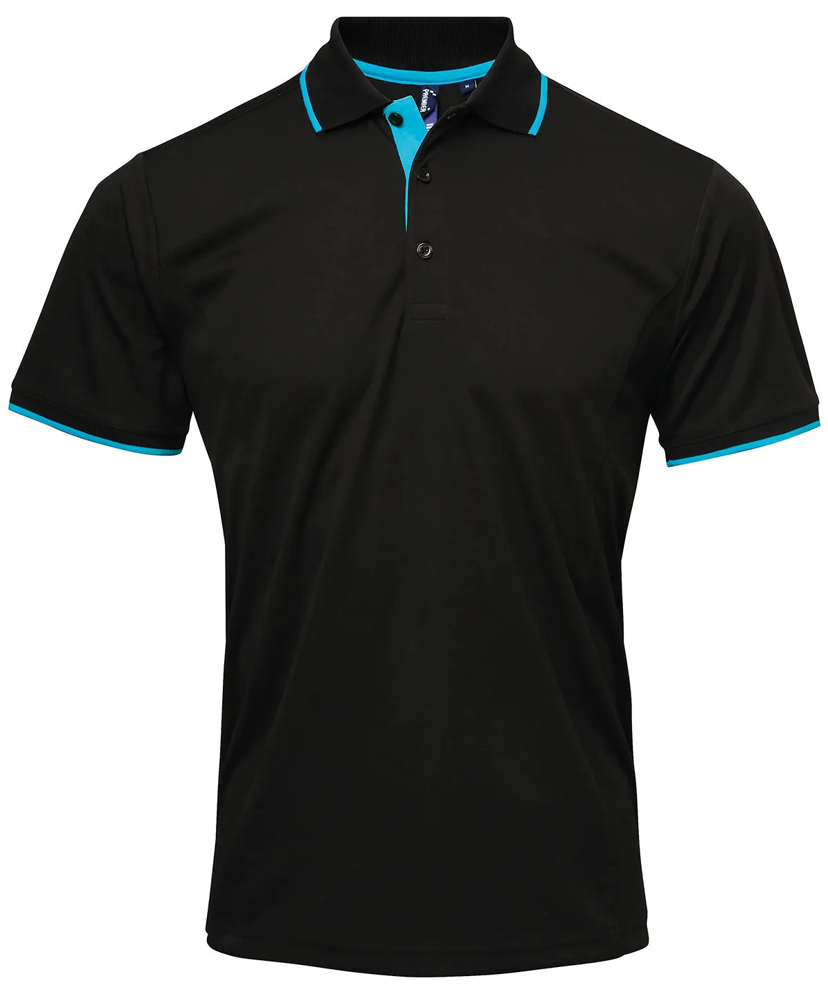Contrast Coolchecker® polo | Black/Turquoise