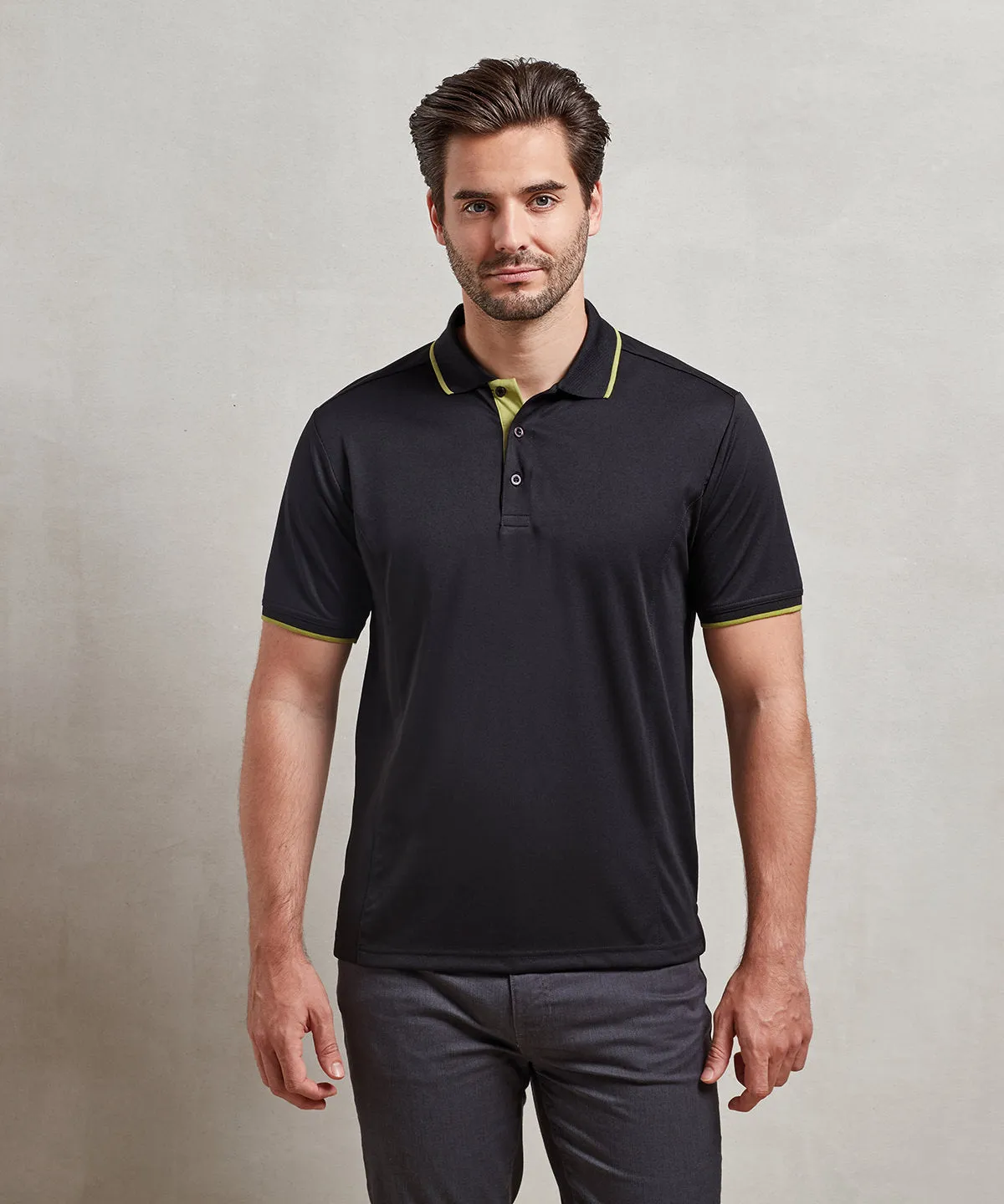 Contrast Coolchecker® polo | Black/Turquoise