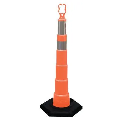 Cortina Grip N Go Channelizer Cones, 42 in, 1-4" & 1-6" HI Collars, Polyethylene, Orange, 03-750-64HI