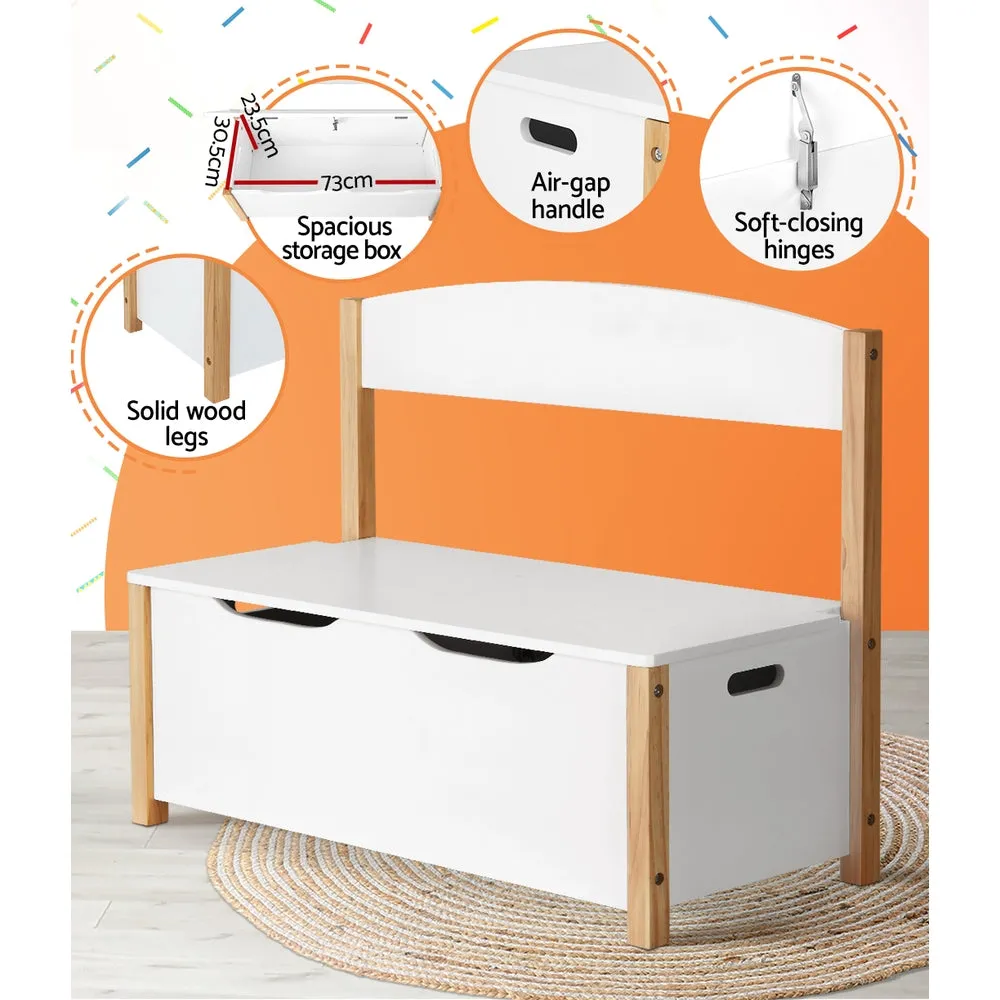 Durable Kids Storage Box & Bench with Safety Hinges - Keezi