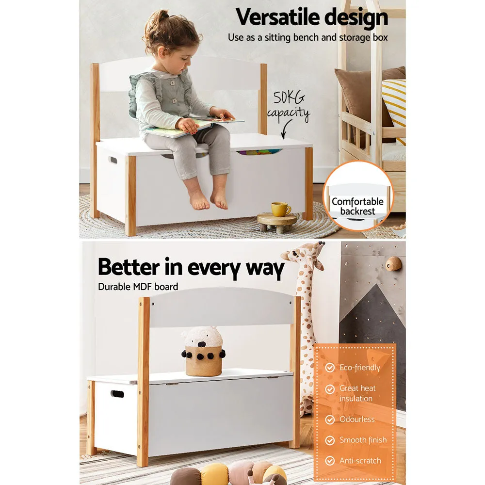 Durable Kids Storage Box & Bench with Safety Hinges - Keezi