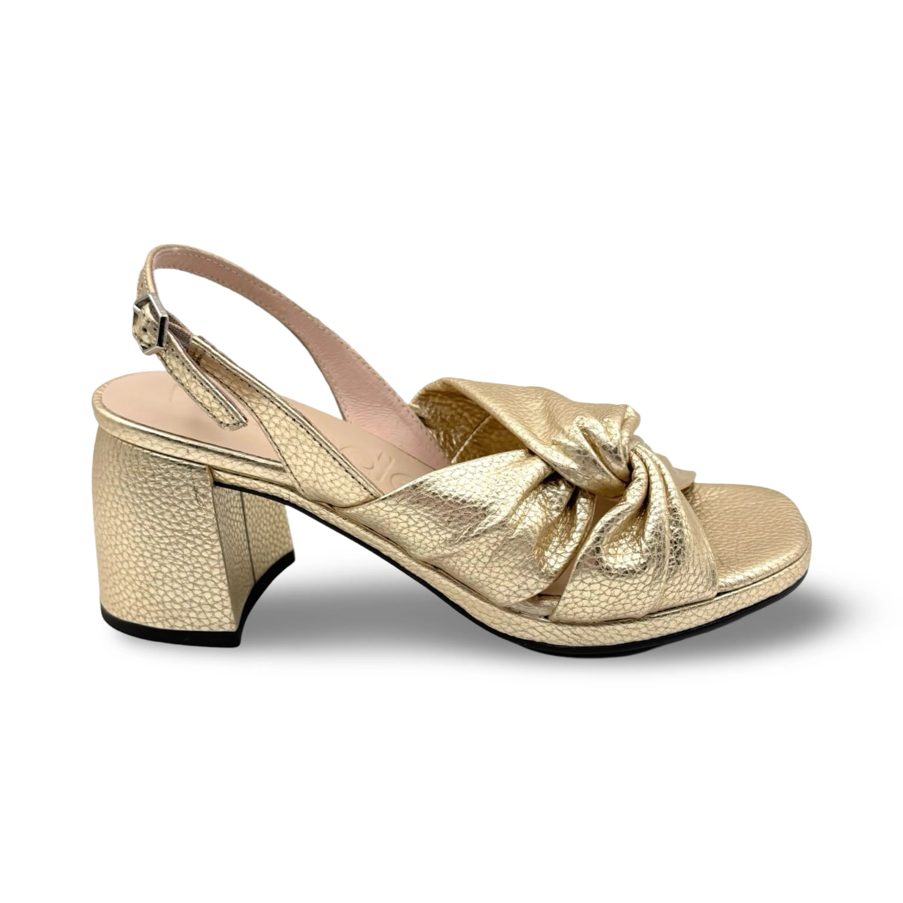 F8202 Twist Gold Metallic Block Heel