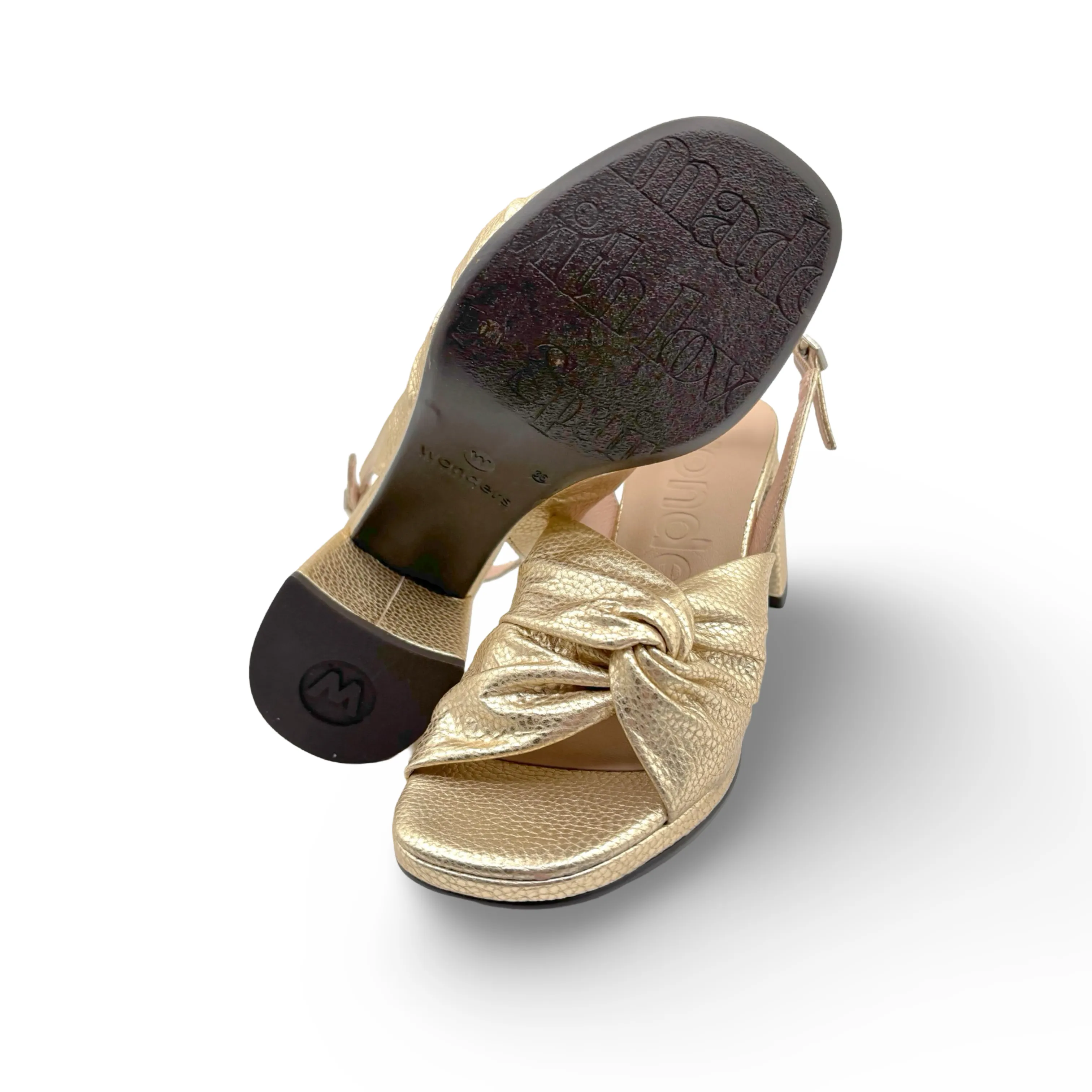 F8202 Twist Gold Metallic Block Heel