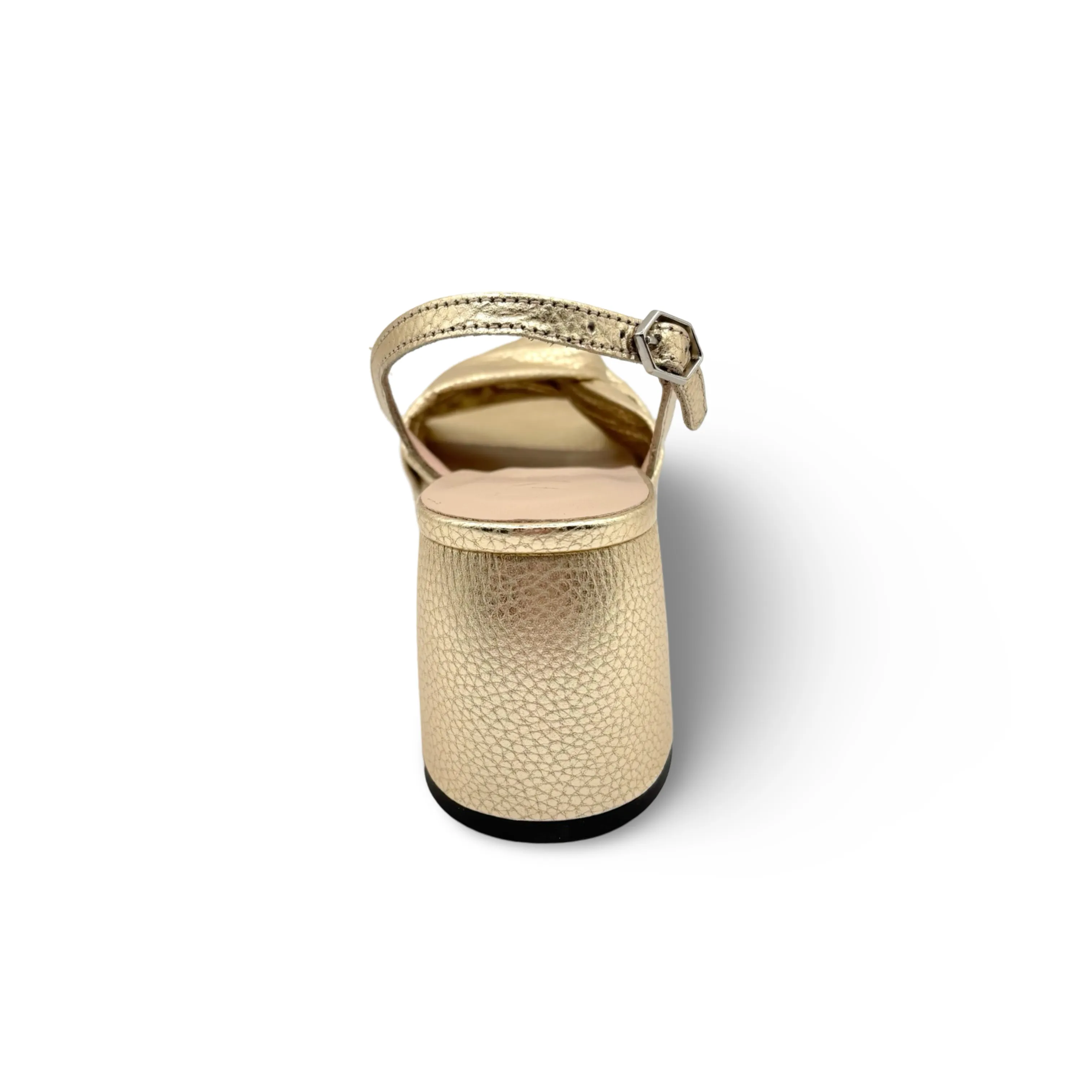 F8202 Twist Gold Metallic Block Heel