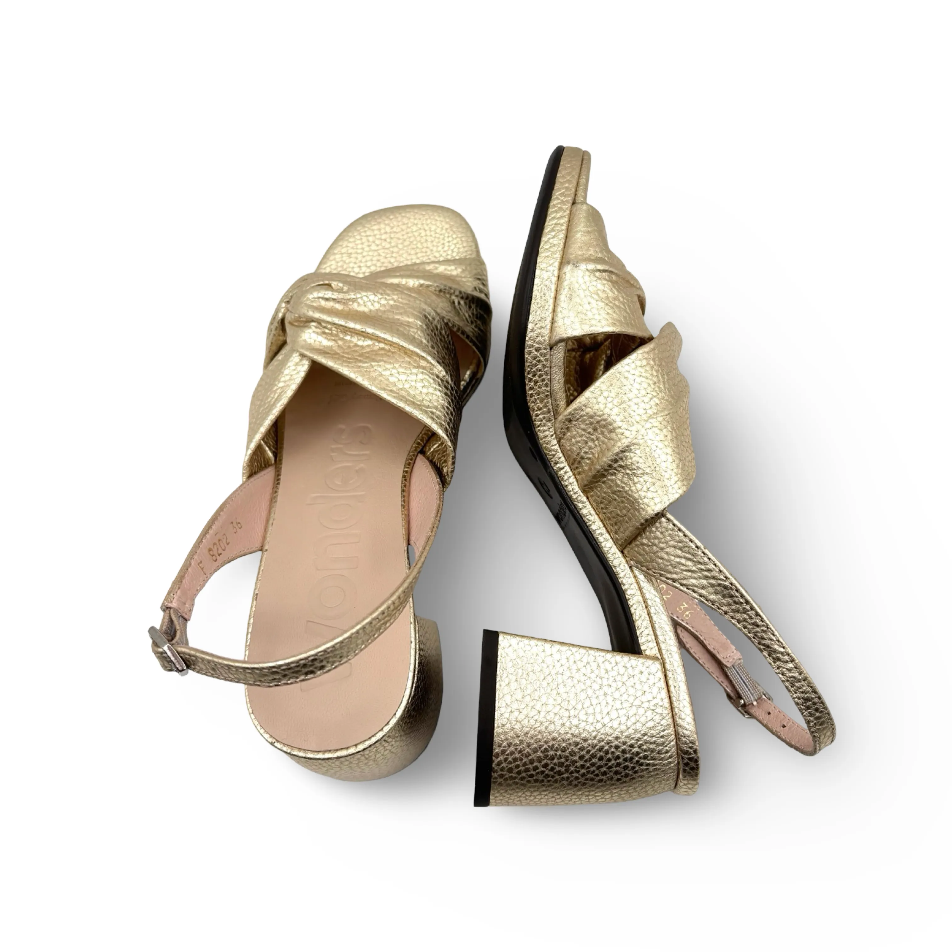 F8202 Twist Gold Metallic Block Heel