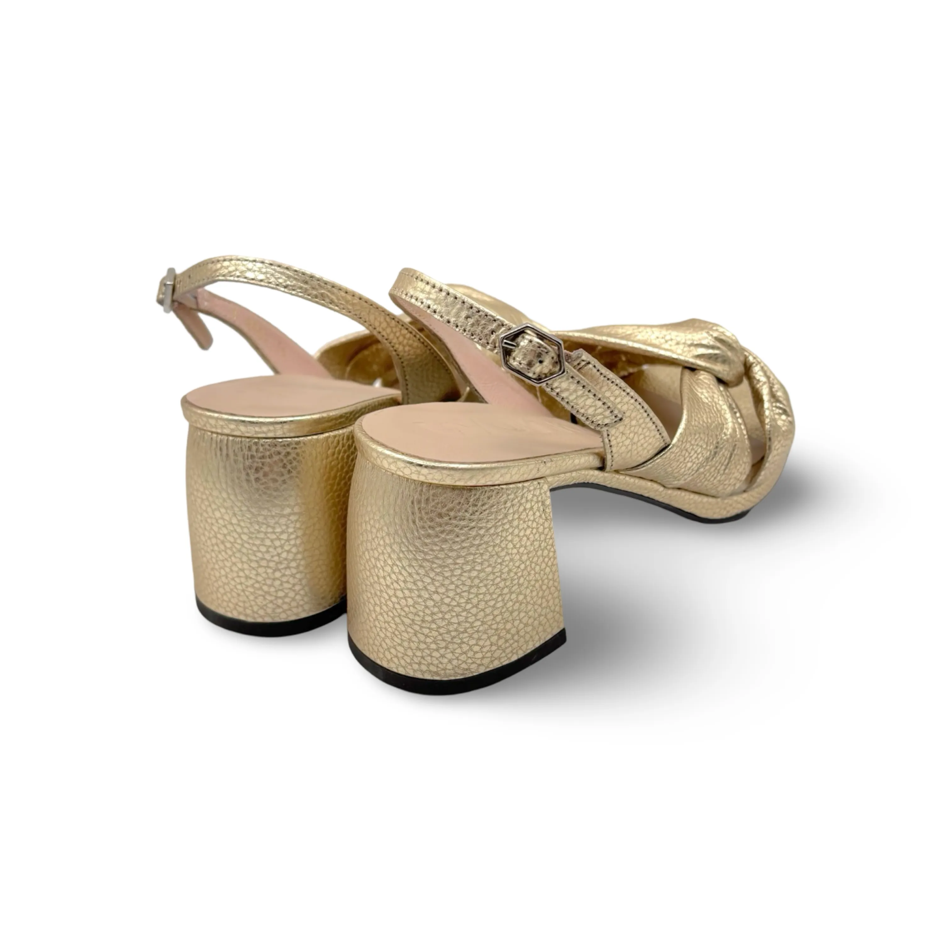 F8202 Twist Gold Metallic Block Heel