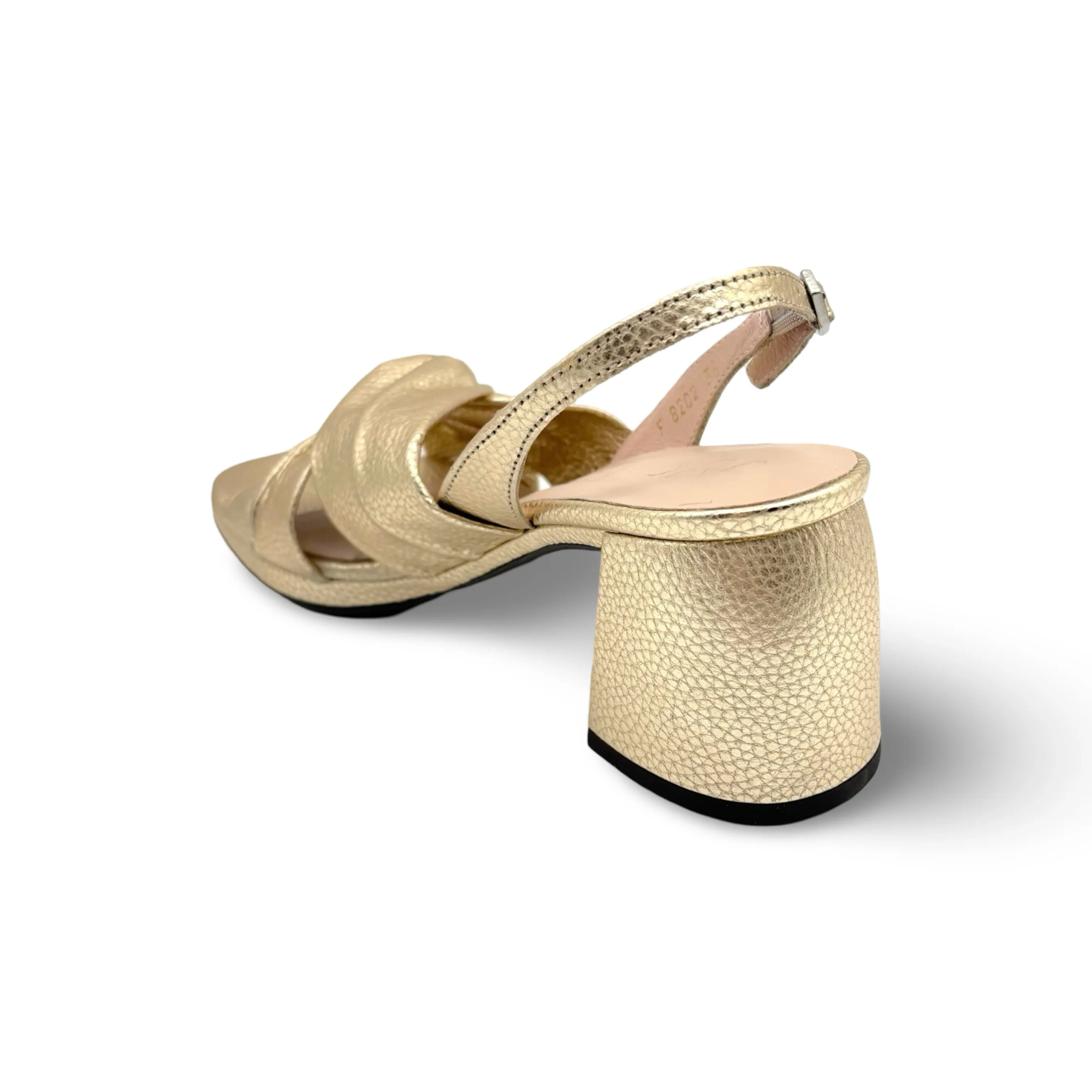 F8202 Twist Gold Metallic Block Heel