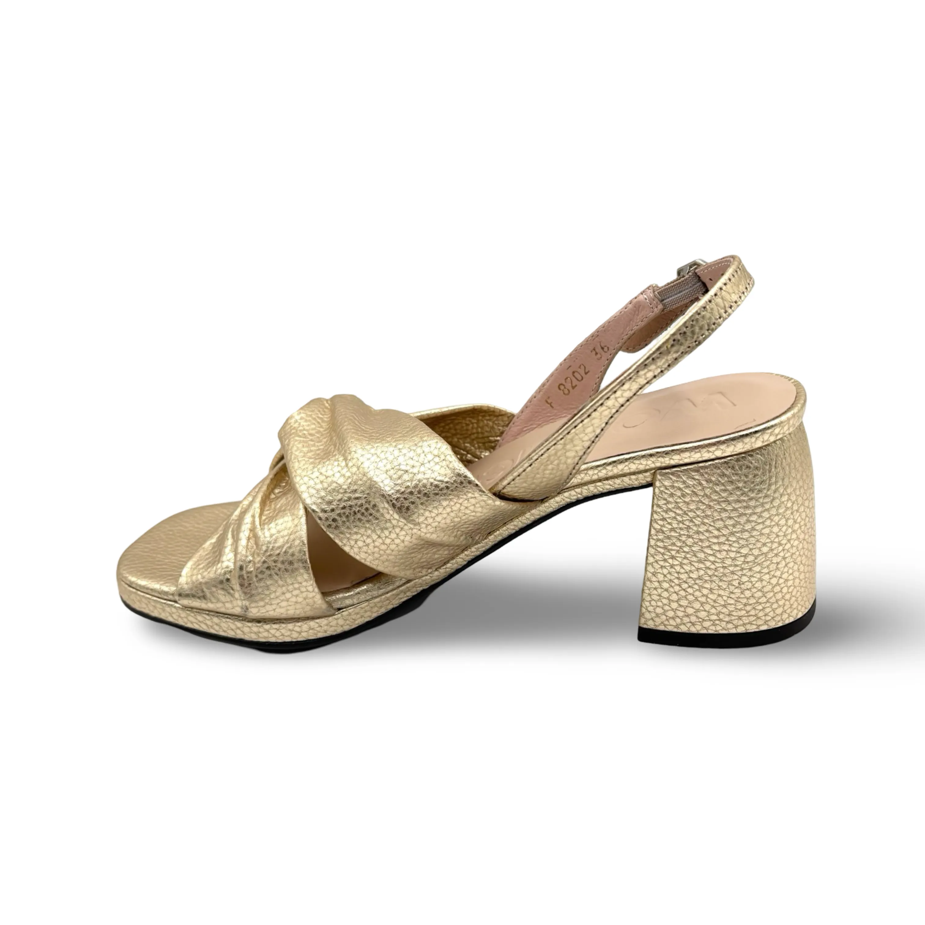 F8202 Twist Gold Metallic Block Heel