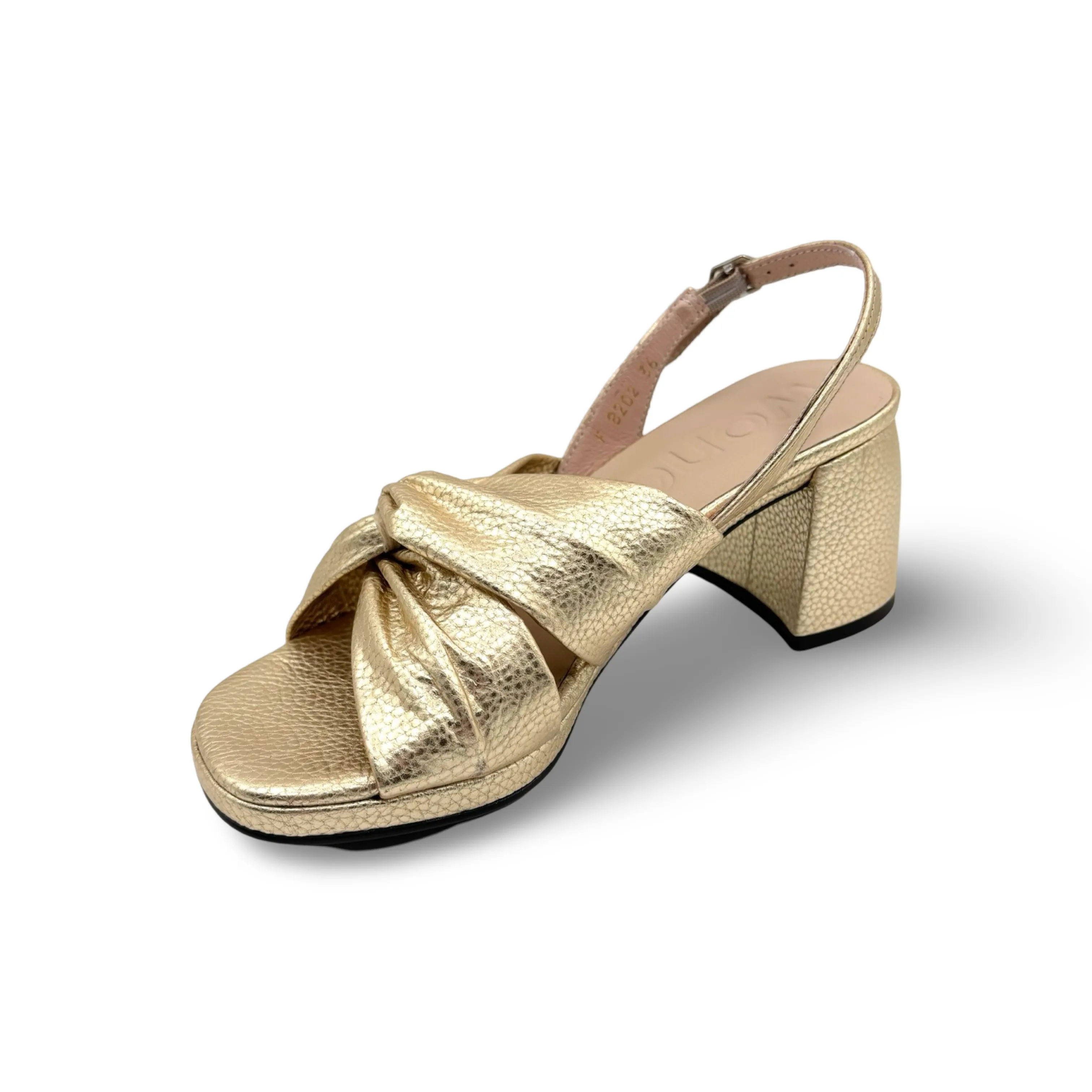 F8202 Twist Gold Metallic Block Heel
