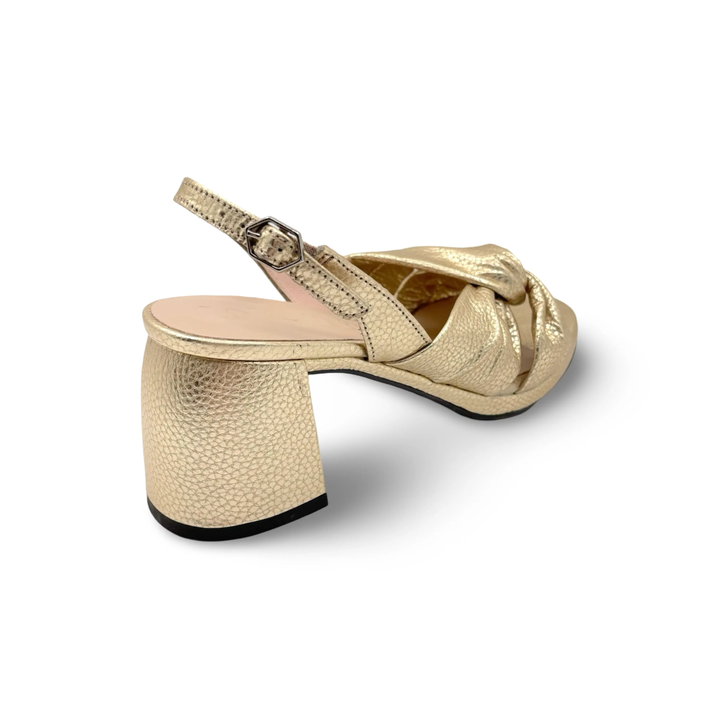 F8202 Twist Gold Metallic Block Heel