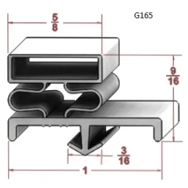 G165  24 1/4" x 27 11/16" OD, Door Gasket,  Grey, Snap in , Magnetic  NRE # 054510