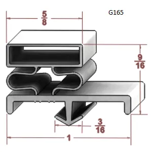 G165  24 1/4" x 27 11/16" OD, Door Gasket,  Grey, Snap in , Magnetic  NRE # 054510