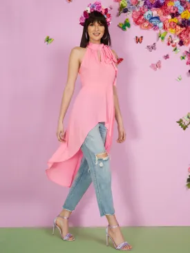 Halter Bow-Neck High-Low Top