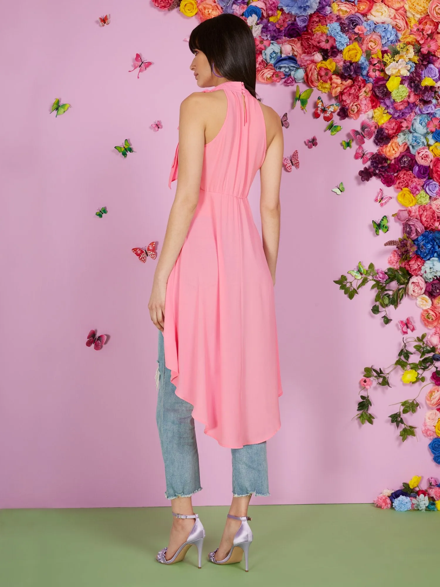 Halter Bow-Neck High-Low Top