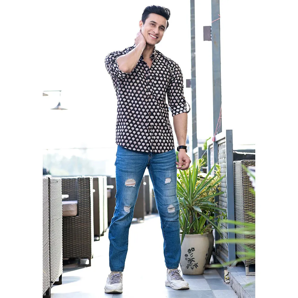 Hatheli Floral Hand Block Cotton Shirt