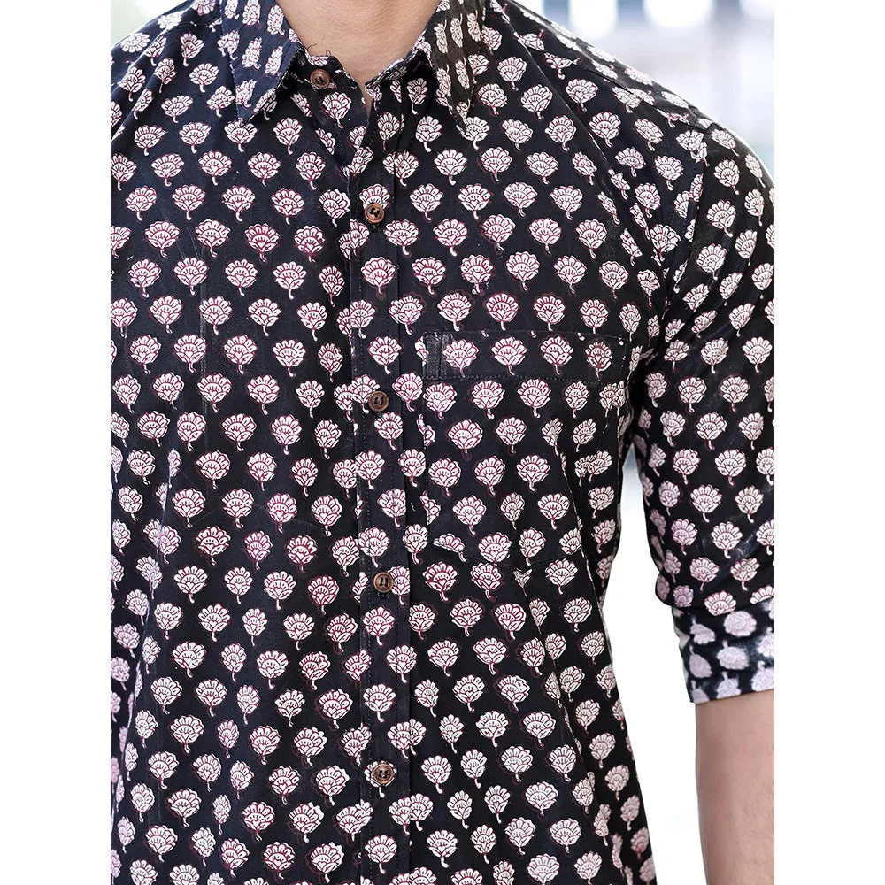 Hatheli Floral Hand Block Cotton Shirt