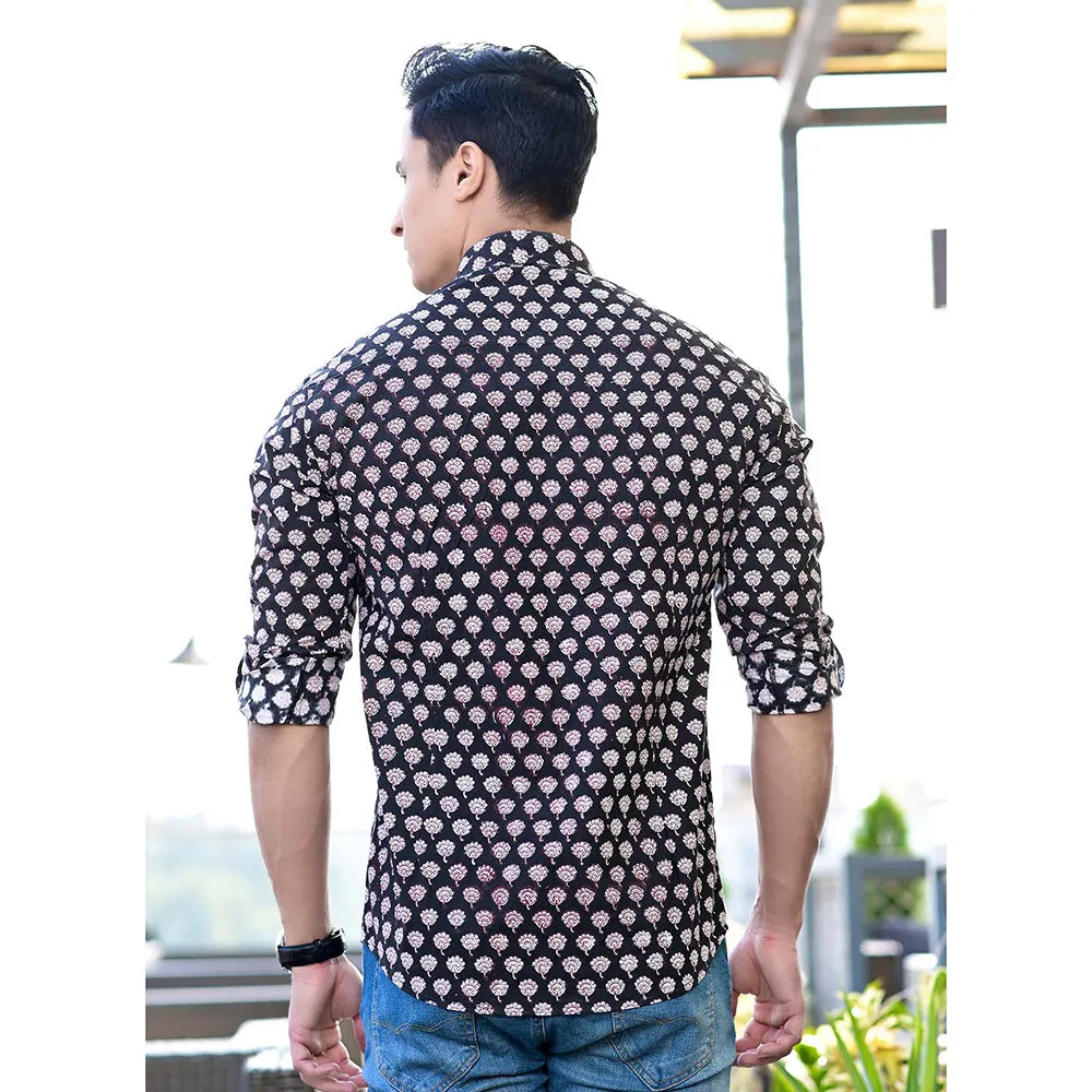 Hatheli Floral Hand Block Cotton Shirt