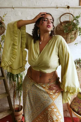 Khroma Venus Wrap Top in Caterpillar Green