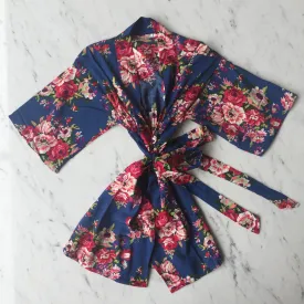 Kids Robe (3-5Y) - Mabel Floral Blue by May and Joy