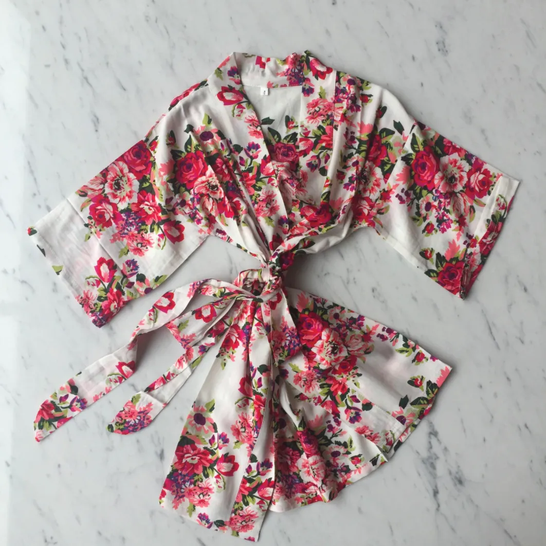Kids Robe (3-5Y) - Mabel Floral Ivory by May and Joy