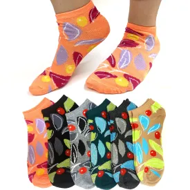 Lot 6 Pairs Women's Socks Girls Ankle Low Cut Size 9-11 Cotton Neon Colorful