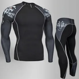 Men's Compression Run jogging Suits Clothes Sports Set 4xl Long t shirt And Pants Gym Fitness workout Tights clothing