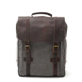 Men's Leisure Leather Canvas Traveling Backpack 6820