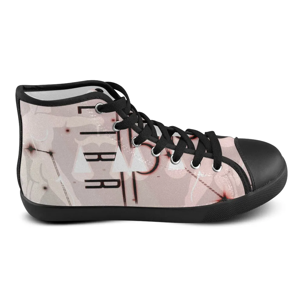 Men's Libra Zodiac Print Canvas High Top Shoes