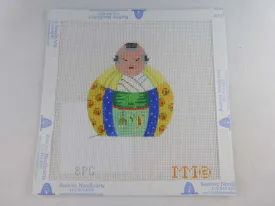 MM Designs Needlepoint 8PC Yellow/ Blue Asian Figure