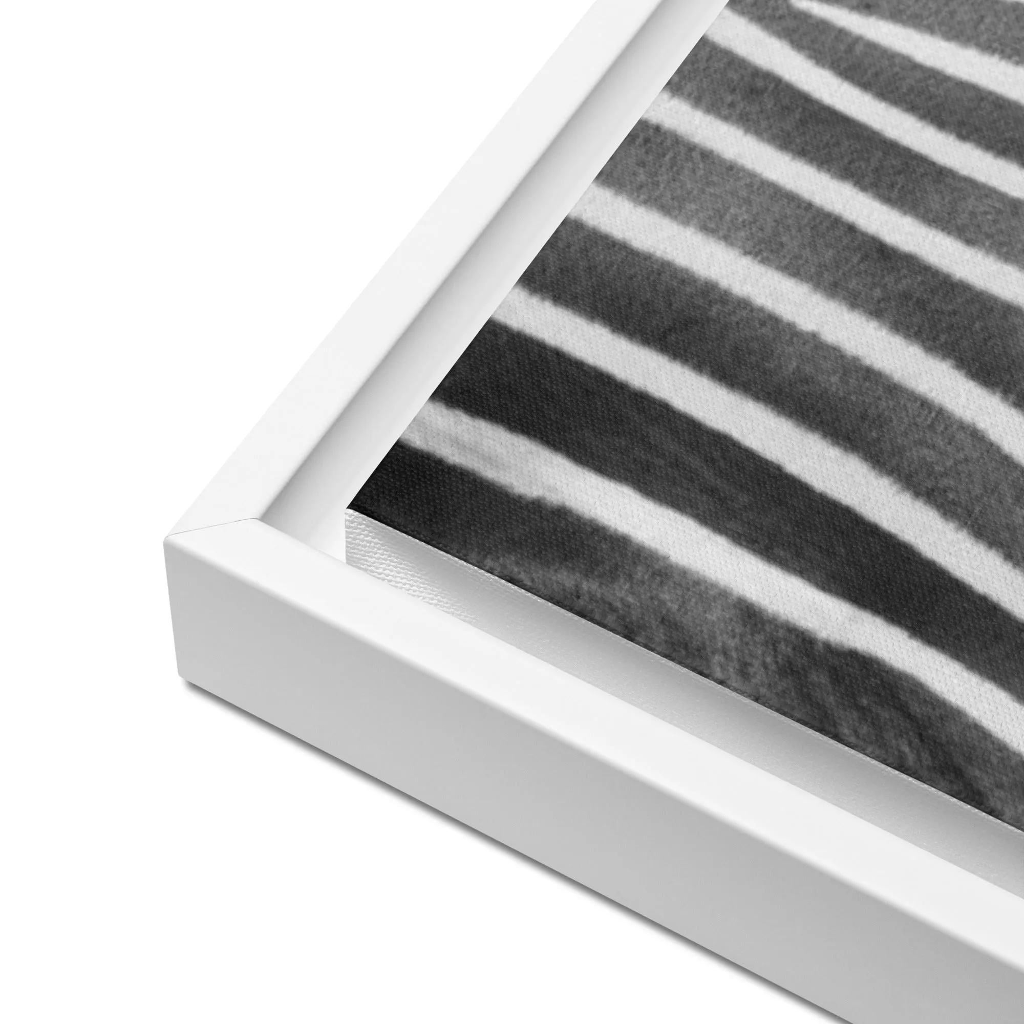 Monotone Zebra Artwork Framed Canvas Print