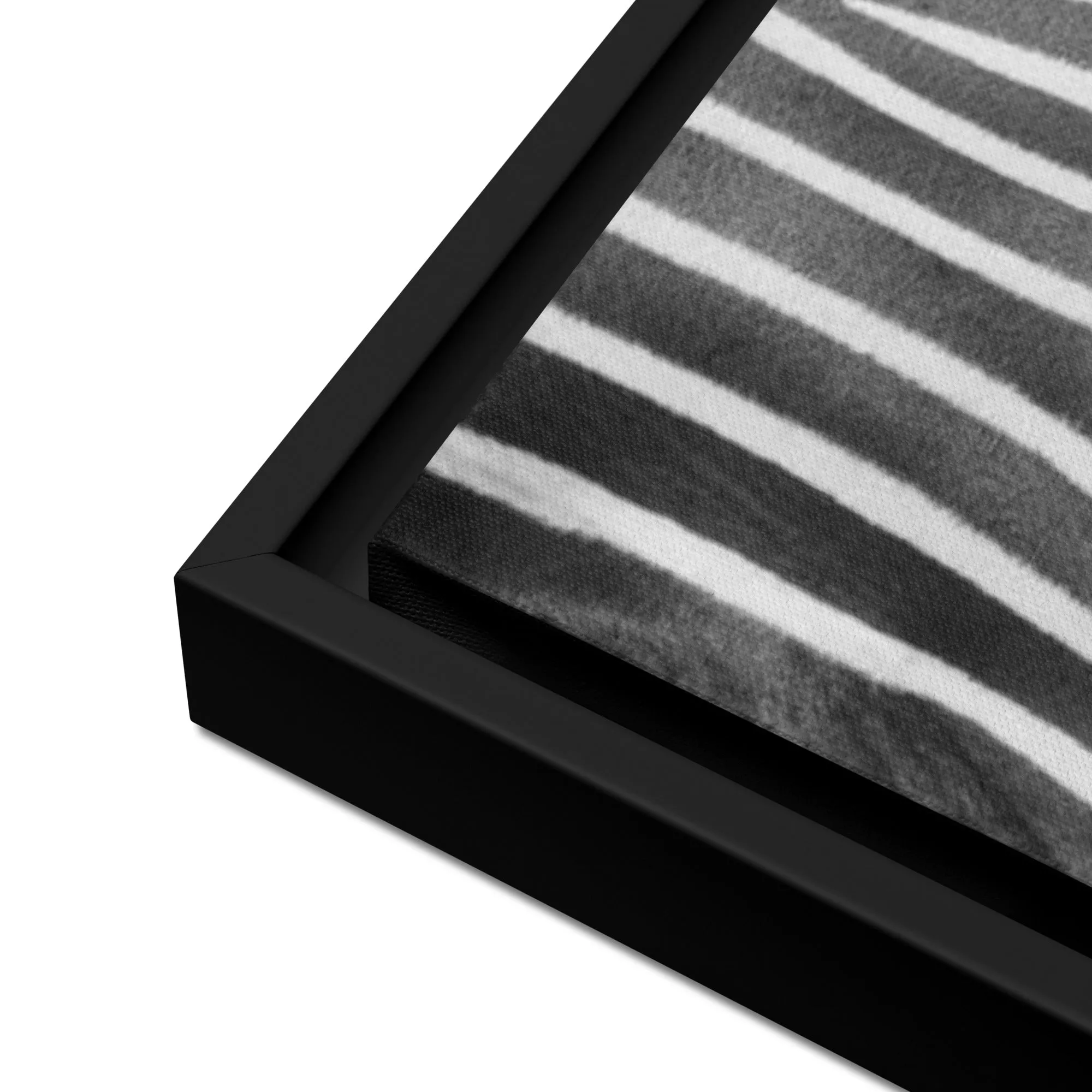 Monotone Zebra Artwork Framed Canvas Print