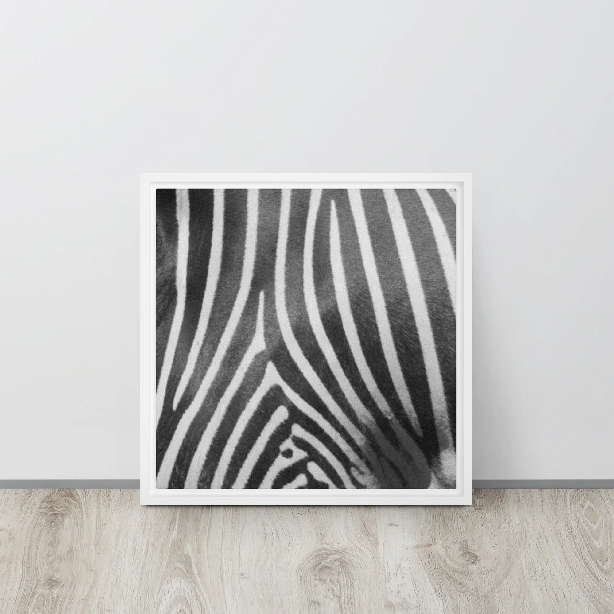 Monotone Zebra Artwork Framed Canvas Print