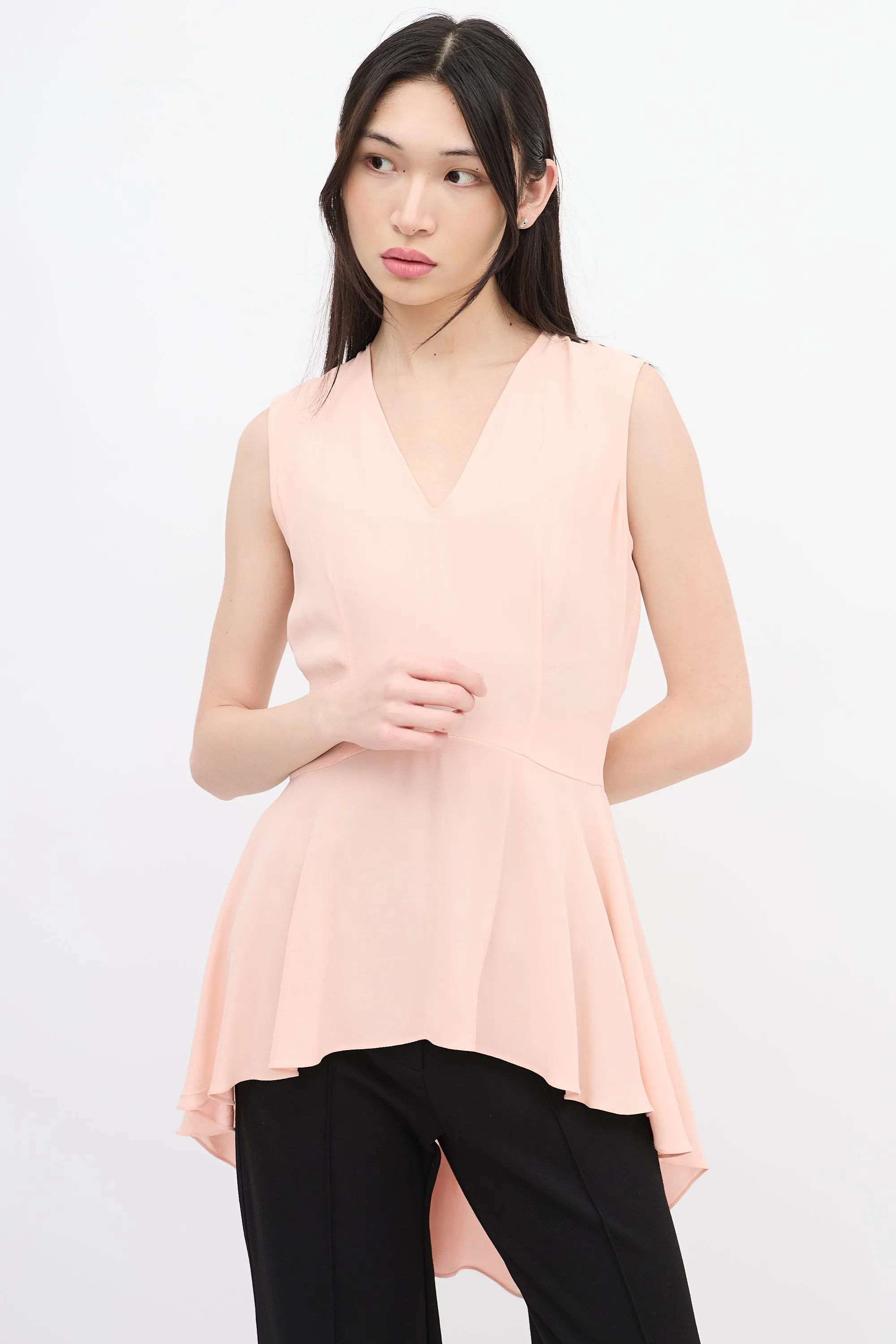 Pink Sleeveless High Low Top