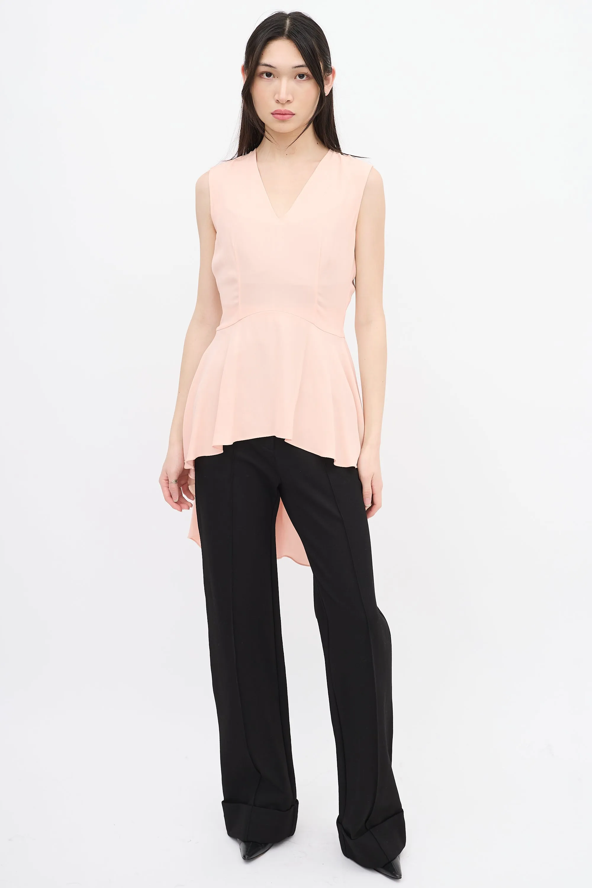 Pink Sleeveless High Low Top