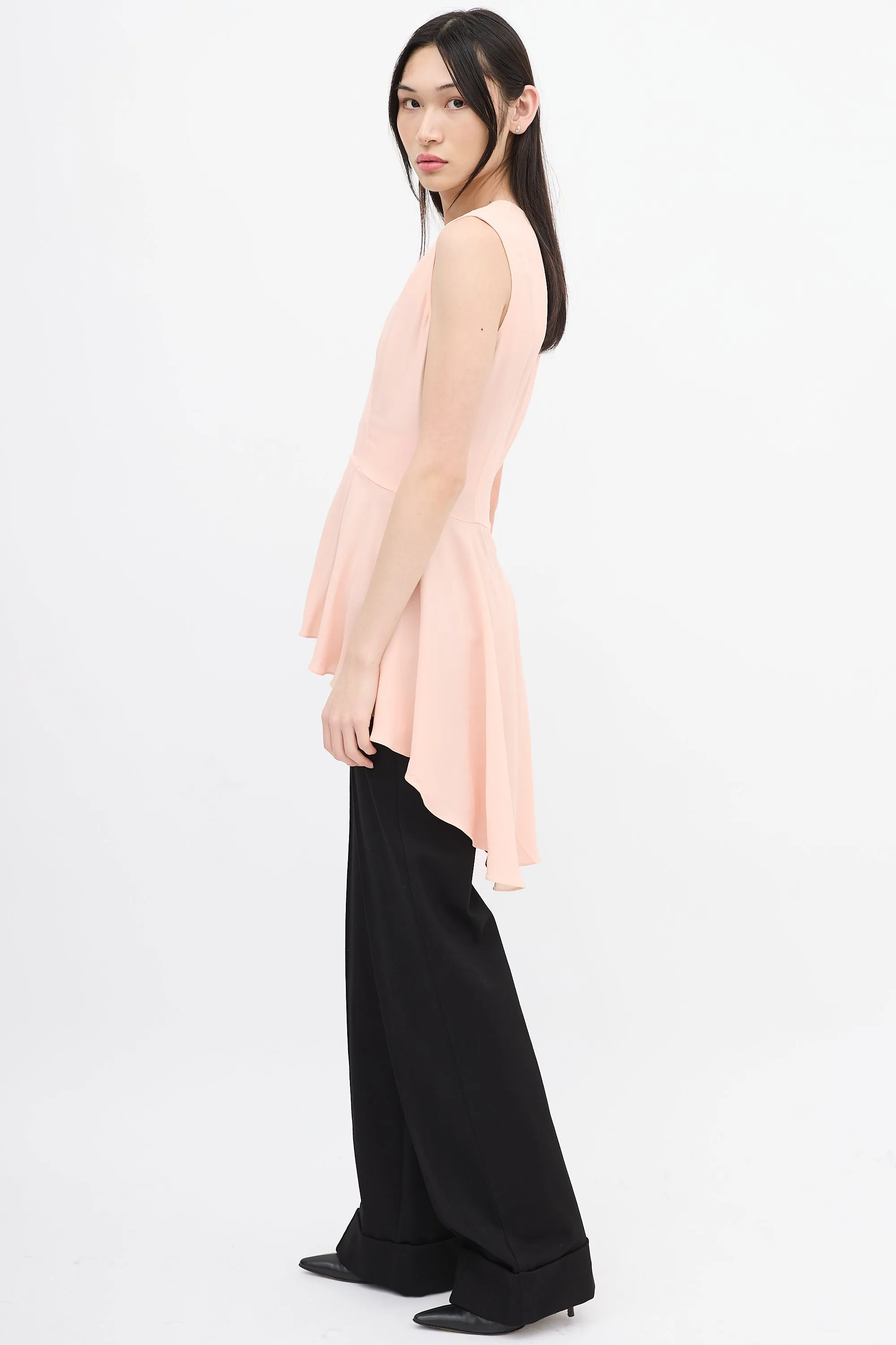 Pink Sleeveless High Low Top