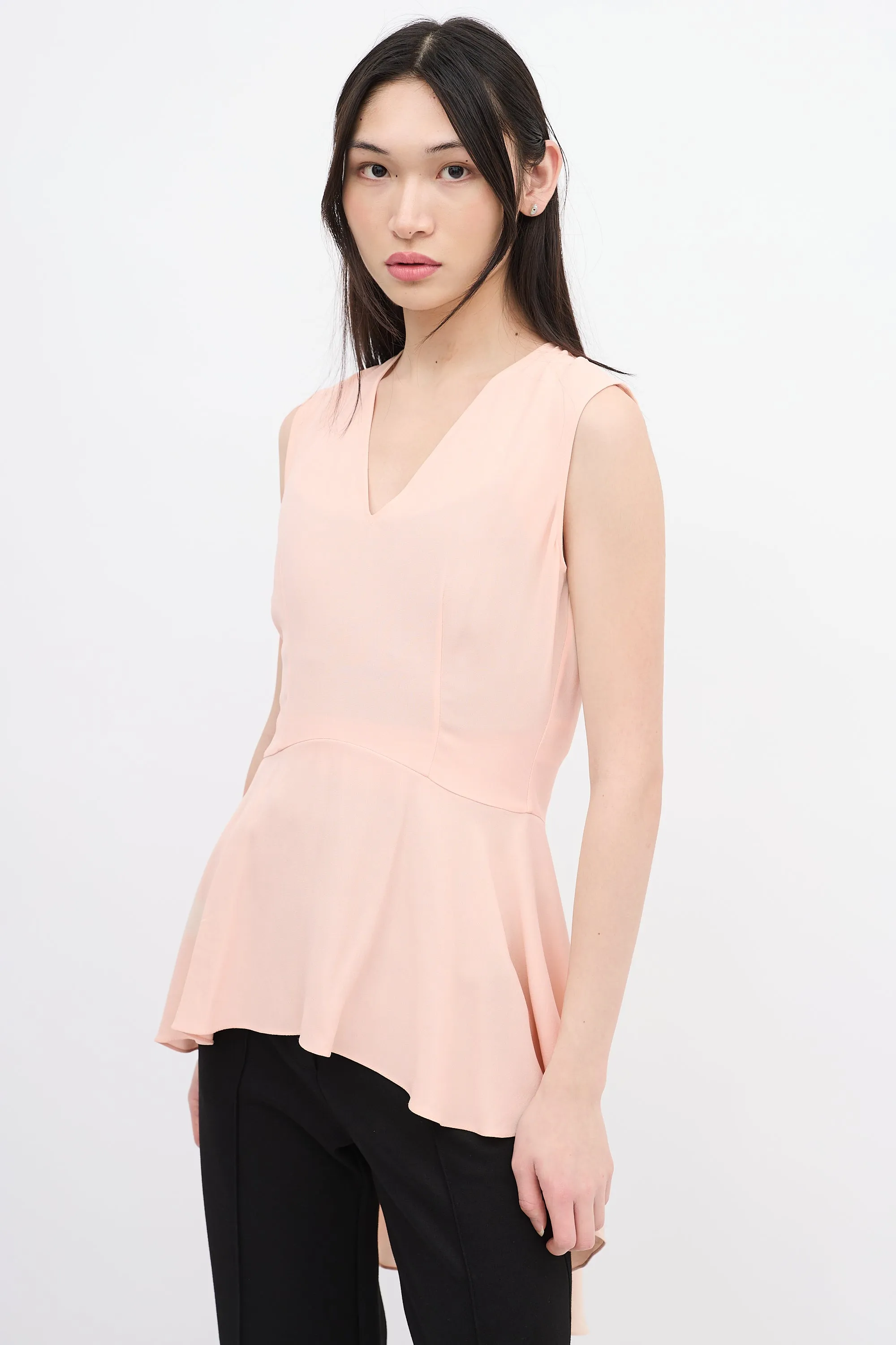 Pink Sleeveless High Low Top