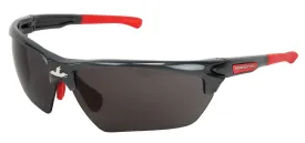 Protective Glasses - MCR Safety Dominator™ DM3 Series Gray MAX6® Anti-Fog Lens Gun Metal Frame w/ Red Adjustable Wire Core Temples & Nose Piece DM1312PF