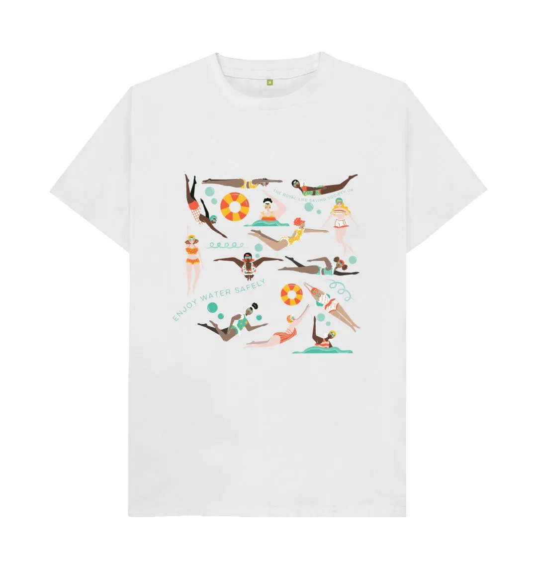 RLSS UK | Swimming Ladies Men's T-shirt | Short Sleeve Organic Cotton T-shirt