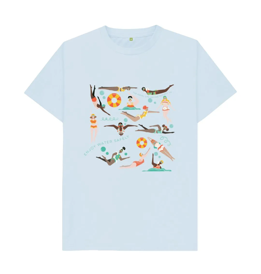 RLSS UK | Swimming Ladies Men's T-shirt | Short Sleeve Organic Cotton T-shirt