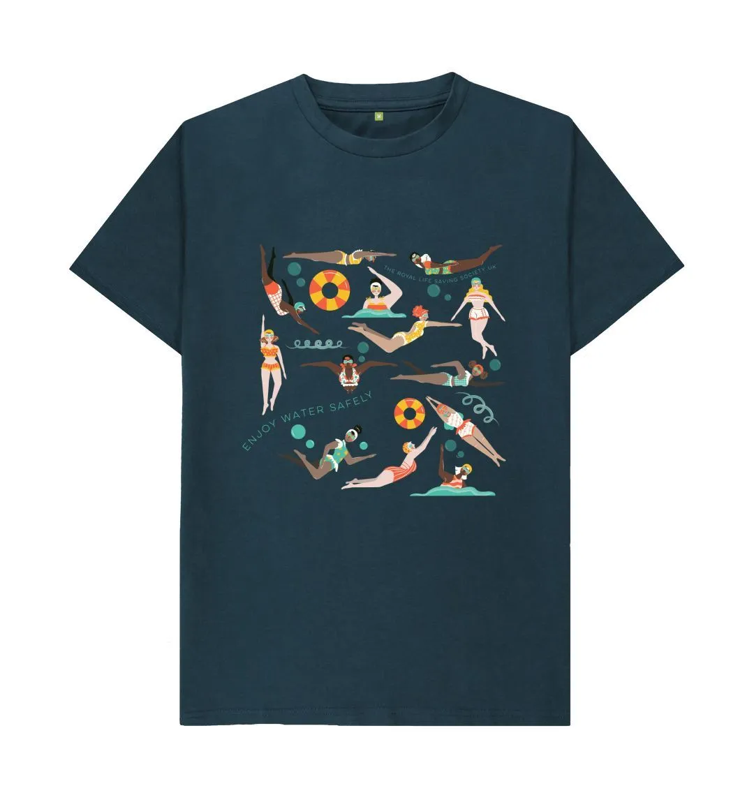 RLSS UK | Swimming Ladies Men's T-shirt | Short Sleeve Organic Cotton T-shirt
