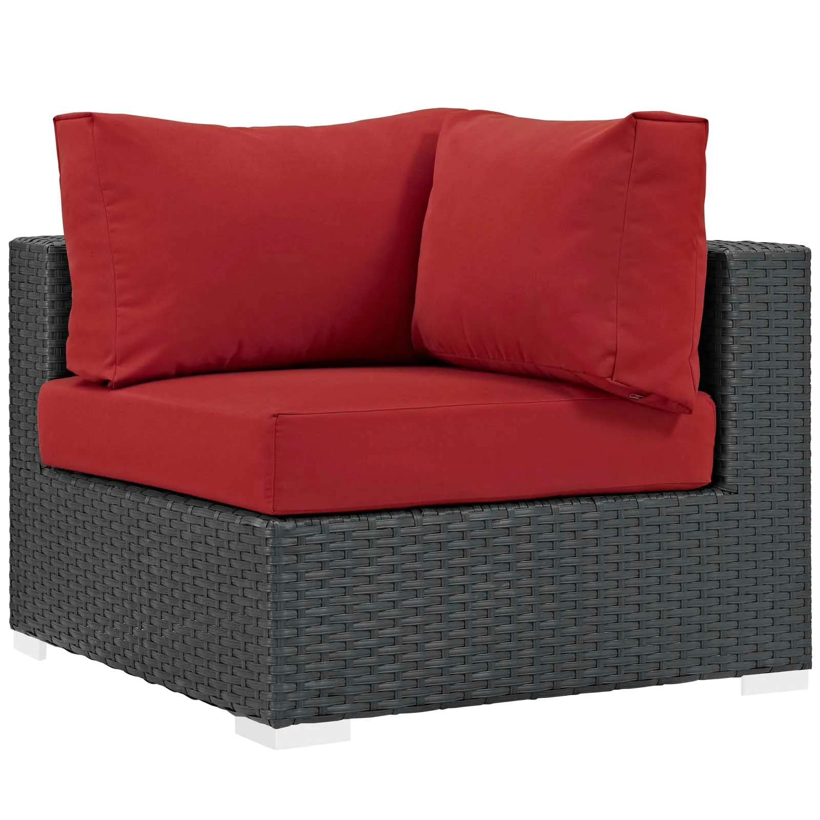 Sojourn 5 Piece Outdoor Patio Sunbrella Sectional  With Armless Chairs Set