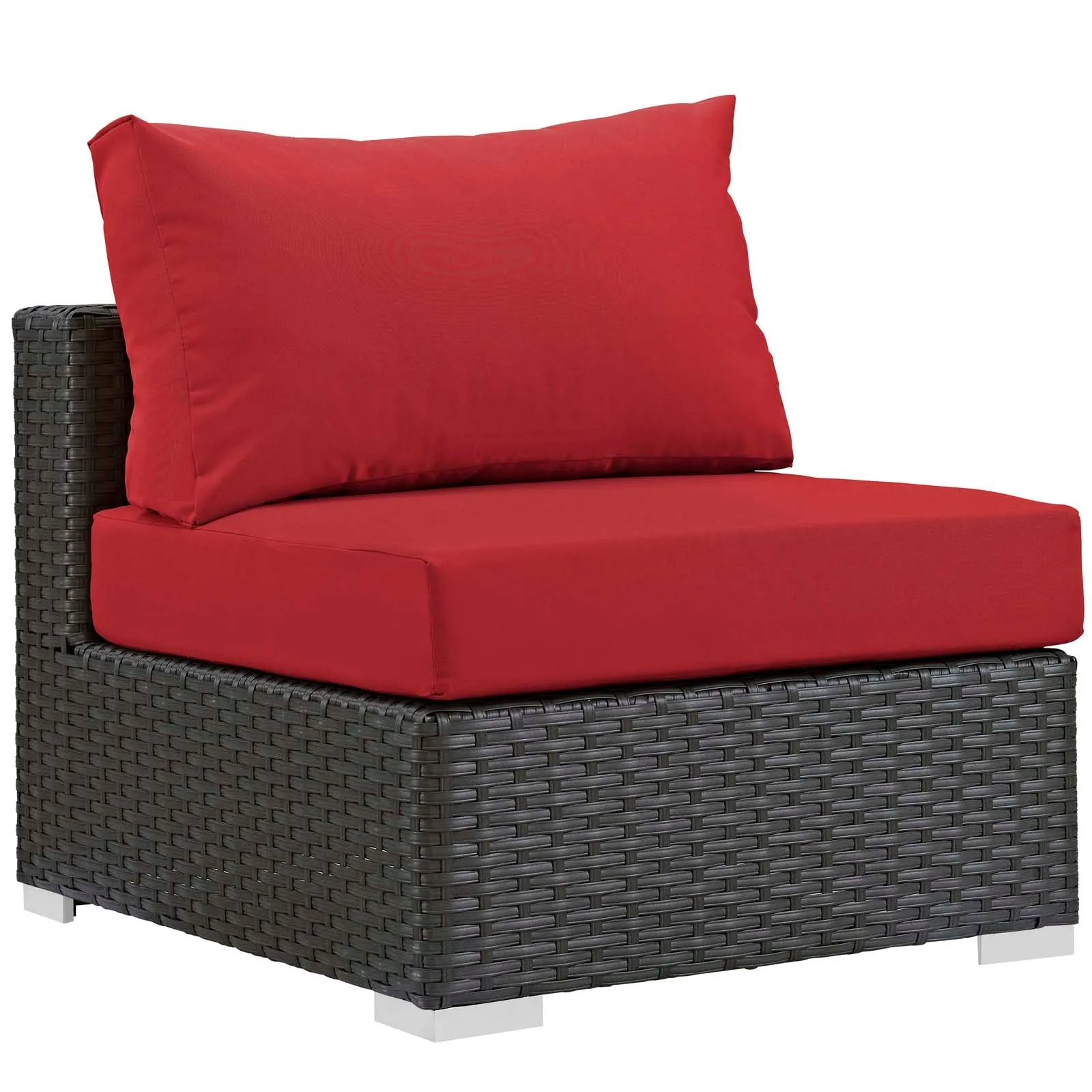 Sojourn 5 Piece Outdoor Patio Sunbrella Sectional  With Armless Chairs Set